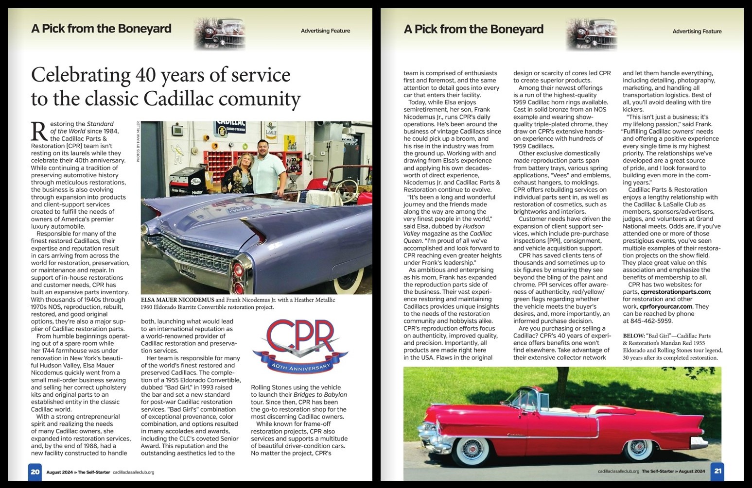 Cadillac Parts & Restoration article in the Self-Starter magazine